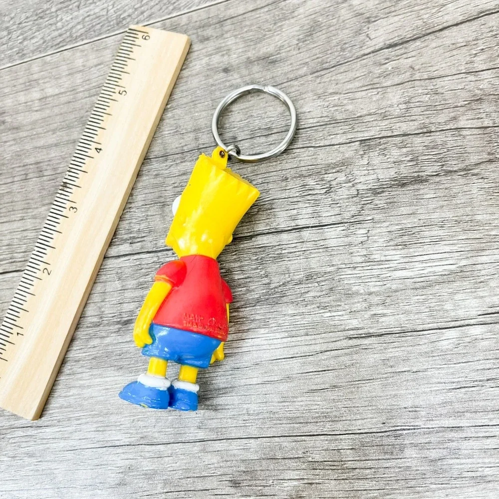 Bart Simpson Keychain Vintage 1990 The Simpsons Keyring PVC KeyTag Toy Gift
